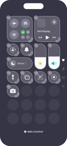 Press Add a Control and follow the instructions on the screen to add the required function to Control Centre.