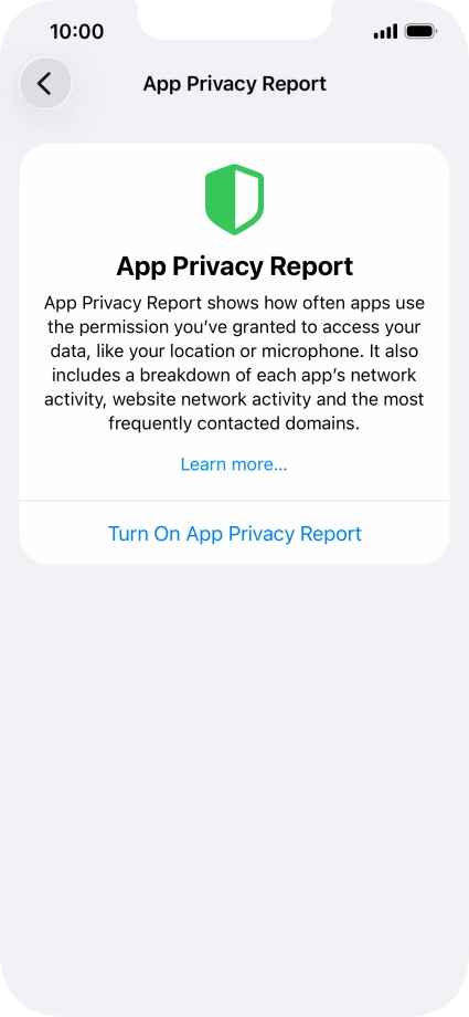 Press Turn On App Privacy Report to turn on the function.