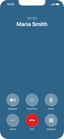 Press the end call icon to end the call and return to the home screen.