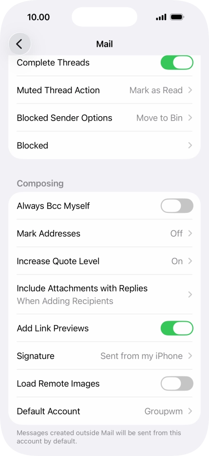 Press Default Account.