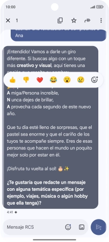 Pulsa la propuesta de texto de Gemini durante unos instantes. Sigue las indicaciones de la pantalla para utilizar el texto propuesto.