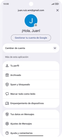 Pulsa Ajustes de Mensajes.