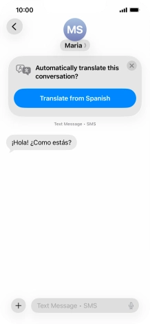 Your phone automatically detects a foreign language and suggests translating the conversation.