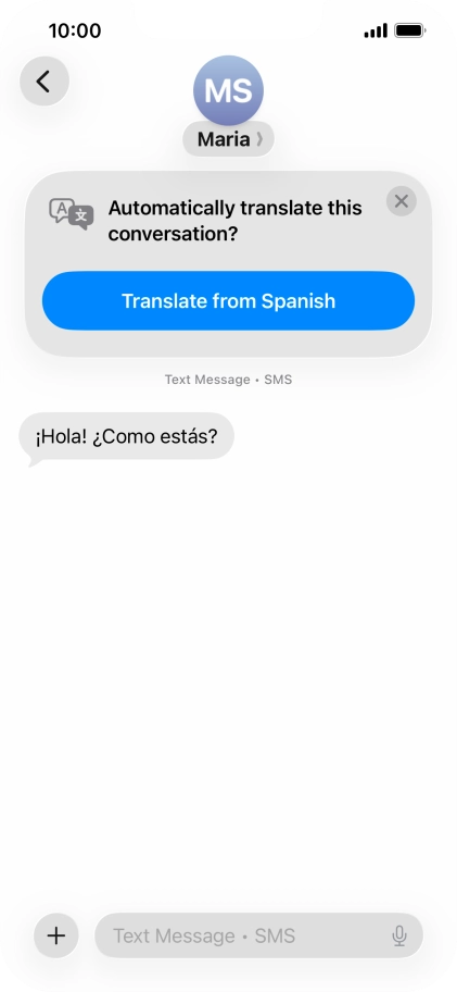 Your phone automatically detects a foreign language and suggests translating the conversation.