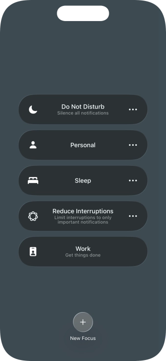 Press the required focus mode to activate or deactivate it immediately.