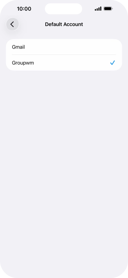 Press the required email account to select the email account as your default account.