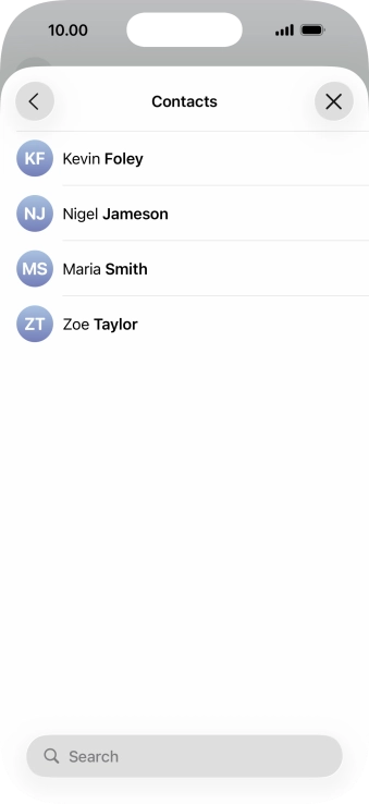 Press the required contact.