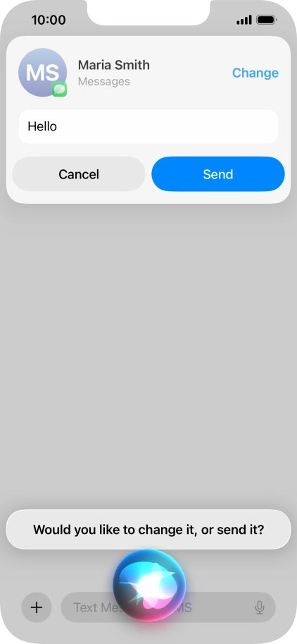 If an app is open on your phone, such as Messages, you can also use the functions available here, e.g.: REPLY [text].