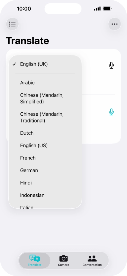 Press the required source language.