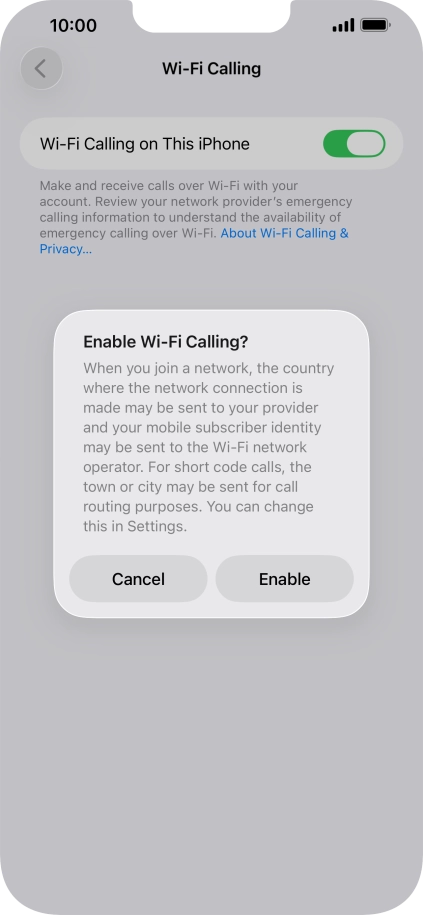 If you turn on the function, press Enable.
