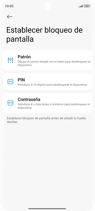 Pulsa el código de seguridad deseado.