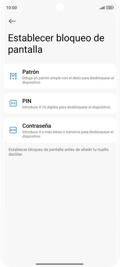 Pulsa el código de seguridad deseado.