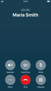 Press the end call icon to end the call and return to the home screen.