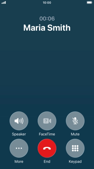 Press the end call icon to end the call and return to the home screen.