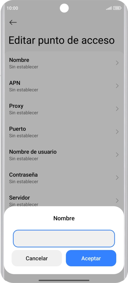 Introduce Vodafone Internet y pulsa Aceptar.