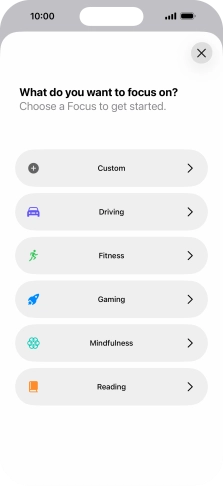 Press the required focus mode and follow the instructions on the screen to add the selected focus mode.