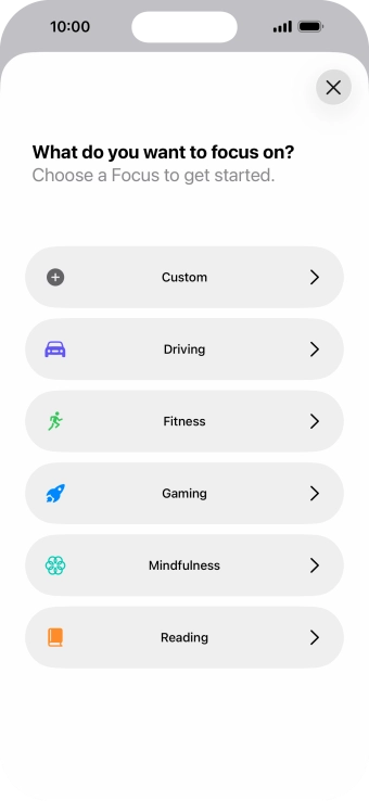 Press the required focus mode and follow the instructions on the screen to add the selected focus mode.