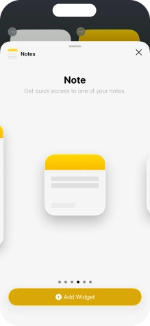 Slide your finger right or left on the screen to select the required widget size.
