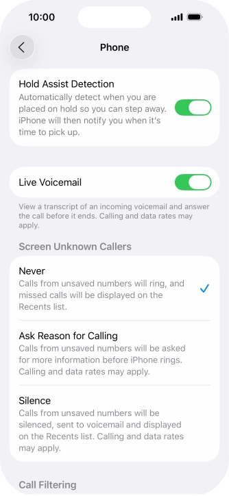 Press Silence to turn on the function.