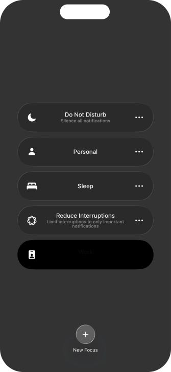 Press the required focus mode to activate or deactivate it immediately.