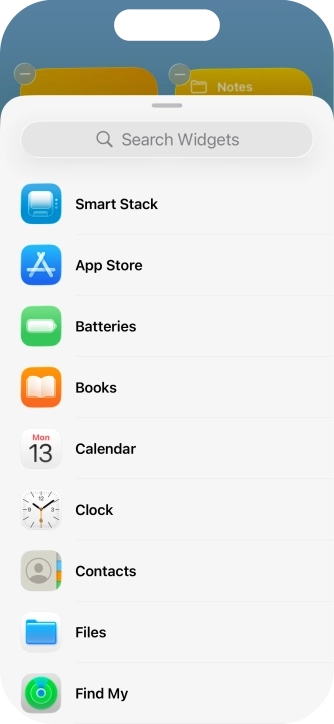 Press the required widget.