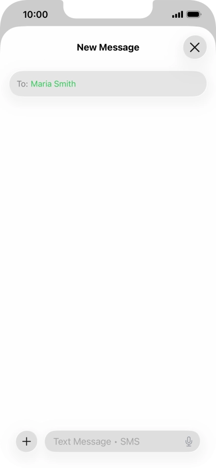 Press the text input field and write the text for your text message.