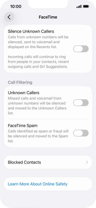 Press Blocked Contacts.