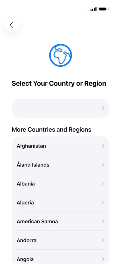 Press the required country or area.