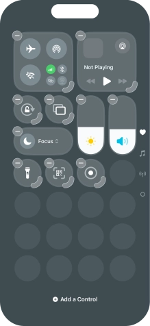 Press Add a Control and follow the instructions on the screen to add the required function to Control Centre.