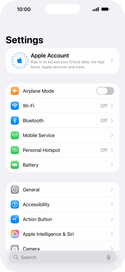 Press Apple Account.