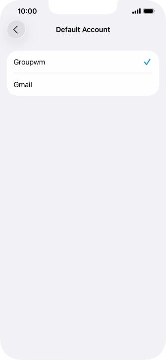 Press the required email account to select the email account as your default account.
