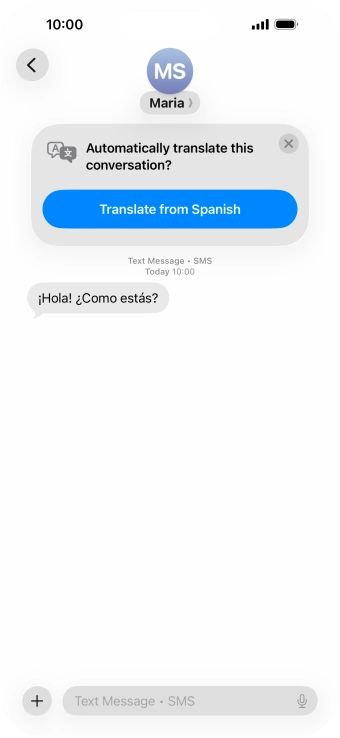 Your phone automatically detects a foreign language and suggests translating the conversation.