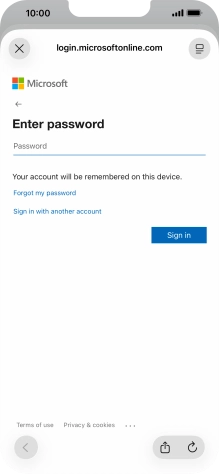 Press Password and key in the password for your email account.