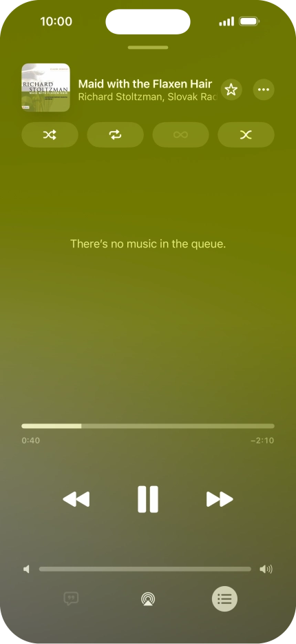 Press the shuffle icon to turn the function on or off.