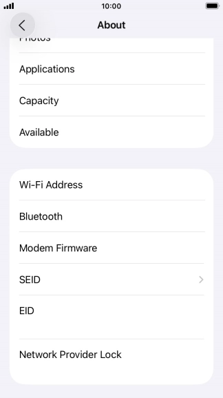 The Network Provider Lock status is displayed next to Network Provider Lock.