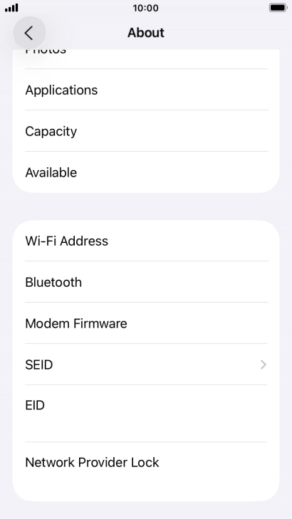 The Network Provider Lock status is displayed next to Network Provider Lock.