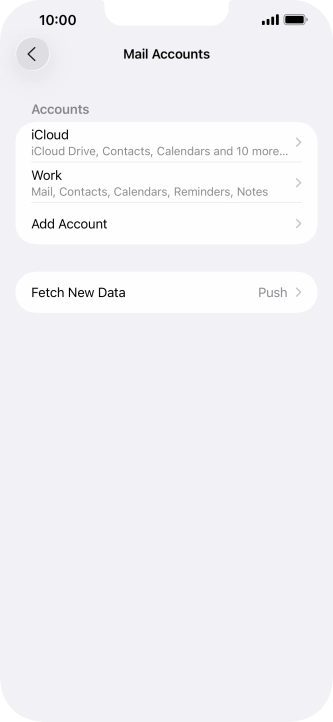 Press the name of the Exchange email account you've just set up.