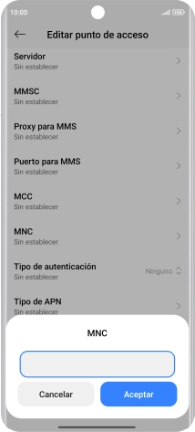 Introduce 01 y pulsa Aceptar.
