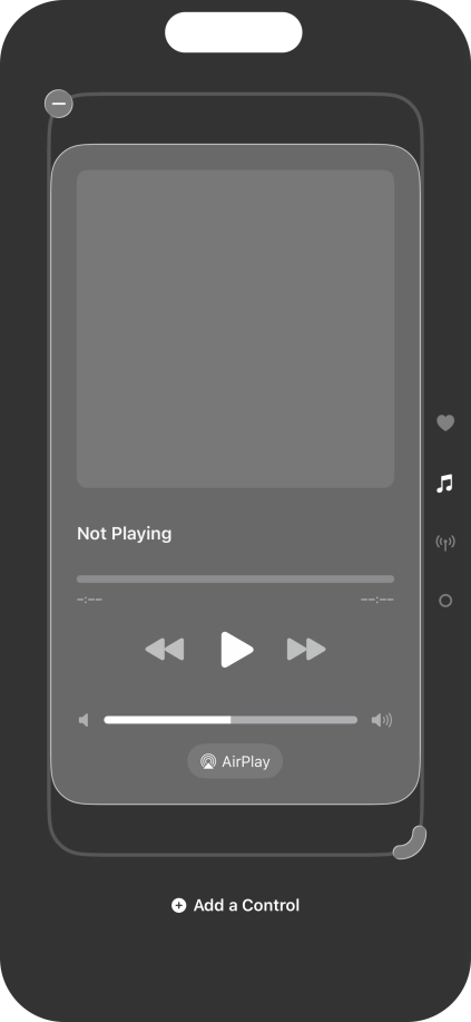 Press the remove icon on the required Control Centre page to remove it from Control Centre.