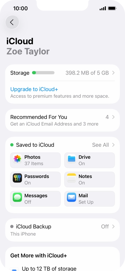 Press iCloud Backup.
