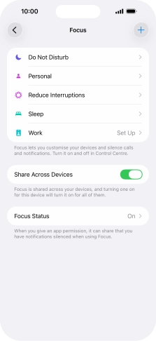 Press the required focus mode.