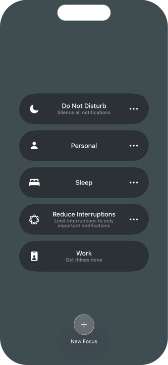 Press the required focus mode to activate or deactivate it immediately.