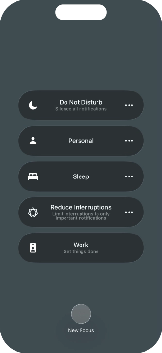 Press the required focus mode to activate or deactivate it immediately.
