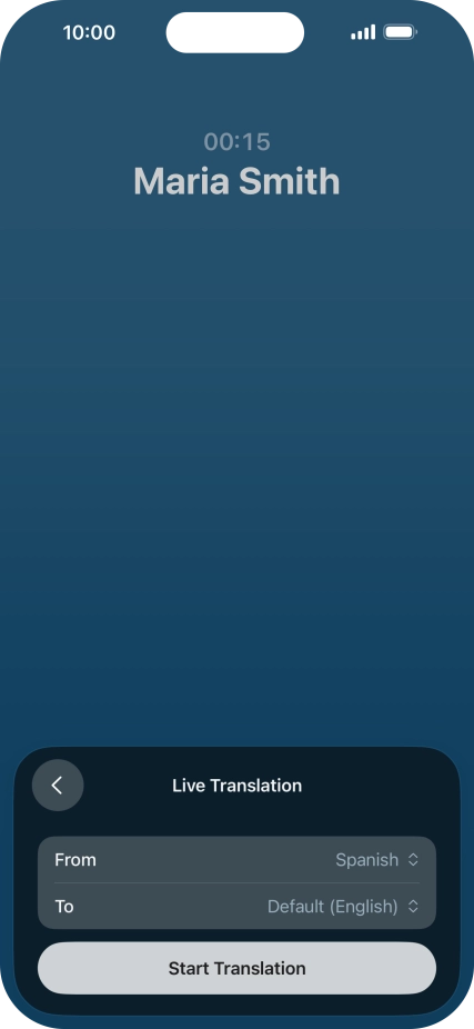 Press Start Translation to use Live Translation during your call.