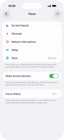 Press the required focus mode.