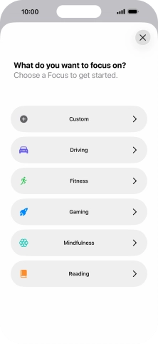 Press the required focus mode and follow the instructions on the screen to add the selected focus mode.