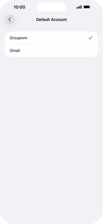 Press the required email account to select the email account as your default account.