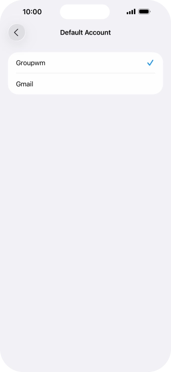 Press the required email account to select the email account as your default account.