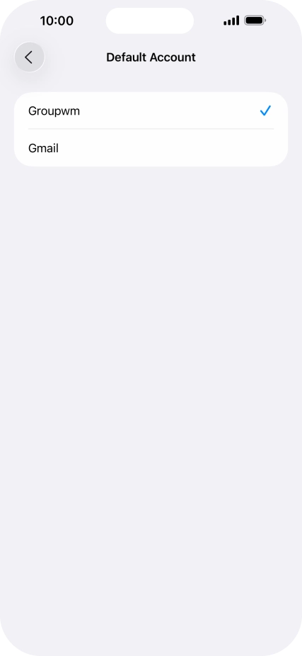 Press the required email account to select the email account as your default account.