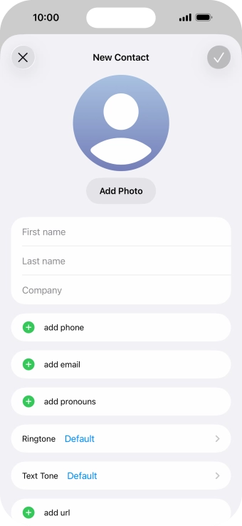 Press First name and key in the first name.